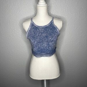Colsie Blue crop top with lace trim